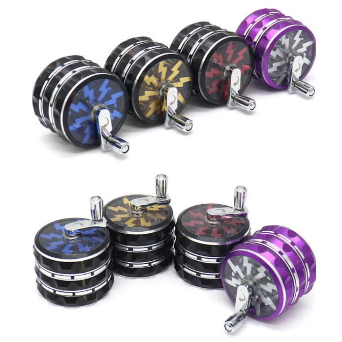 New 63mm 2.5 Inch 4 Part Herb Grinder Hand-Operated With Lightning Tooth Rocking Bar Metal and Zinc for Tobacco Herb Grinding