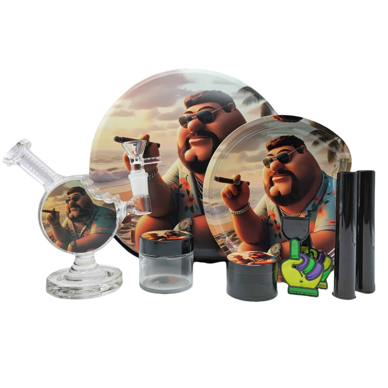 Portable Tobacco Kit Customized Logo Rolling Tray Herb Jar Grinder Smoking Accessories Herb Round Bag Set