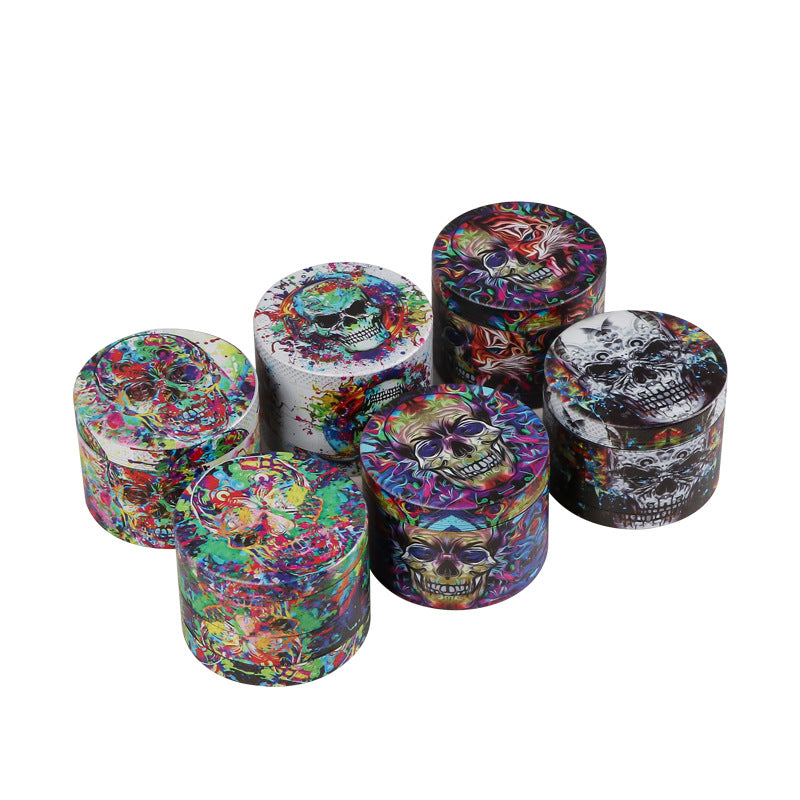 Full Printing 50mm Zinc Alloy Herb Grinder 4 Part Wholesale Custom Metal Manual Tobacco Spice Grinder Smoking Accessories