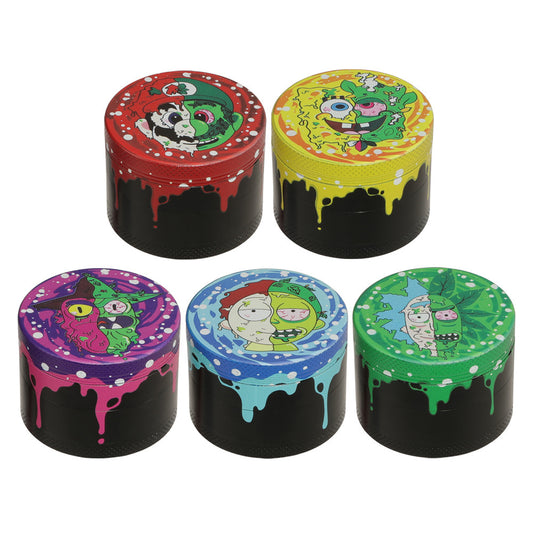 Wholesale Custom Cartoon Smoking Accessories 50mm 4 Pieces Zinc Portable Metal Herb Grinder Spice Grinder