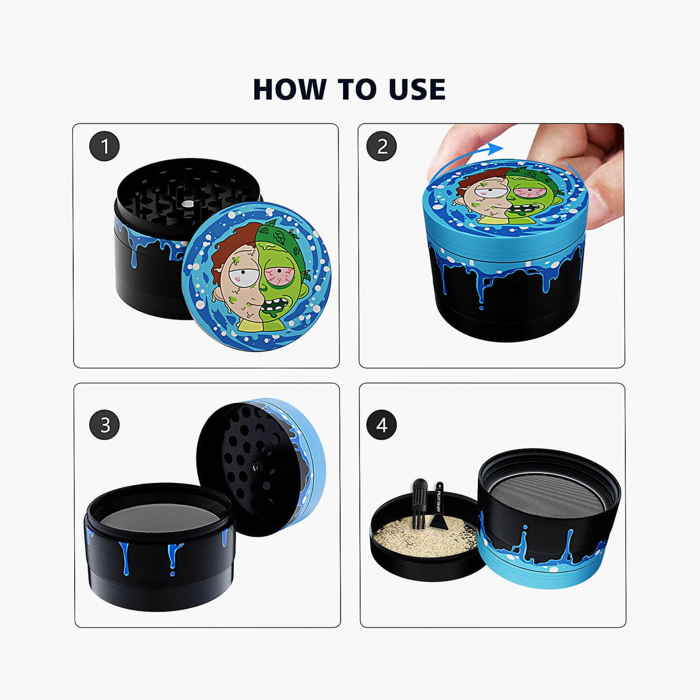 Wholesale Custom Cartoon Smoking Accessories 50mm 4 Pieces Zinc Portable Metal Herb Grinder Spice Grinder