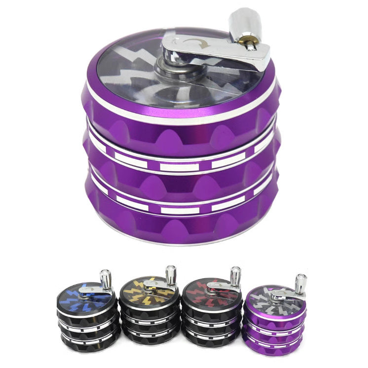 New 63mm 2.5 Inch 4 Part Herb Grinder Hand-Operated With Lightning Tooth Rocking Bar Metal and Zinc for Tobacco Herb Grinding