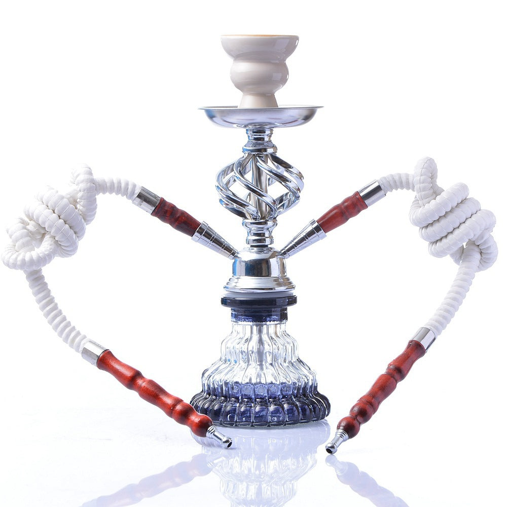 Aluminium Alloy Sheesha Glass Hookah 2 Hose Hookah