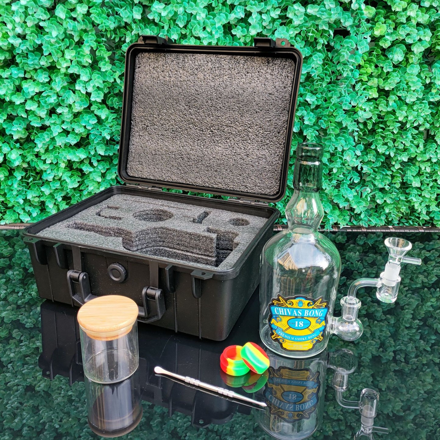 New style suitcase smoking set wine bottle hookah cigarette nail storage tube cigarette box gun head sealed storage set