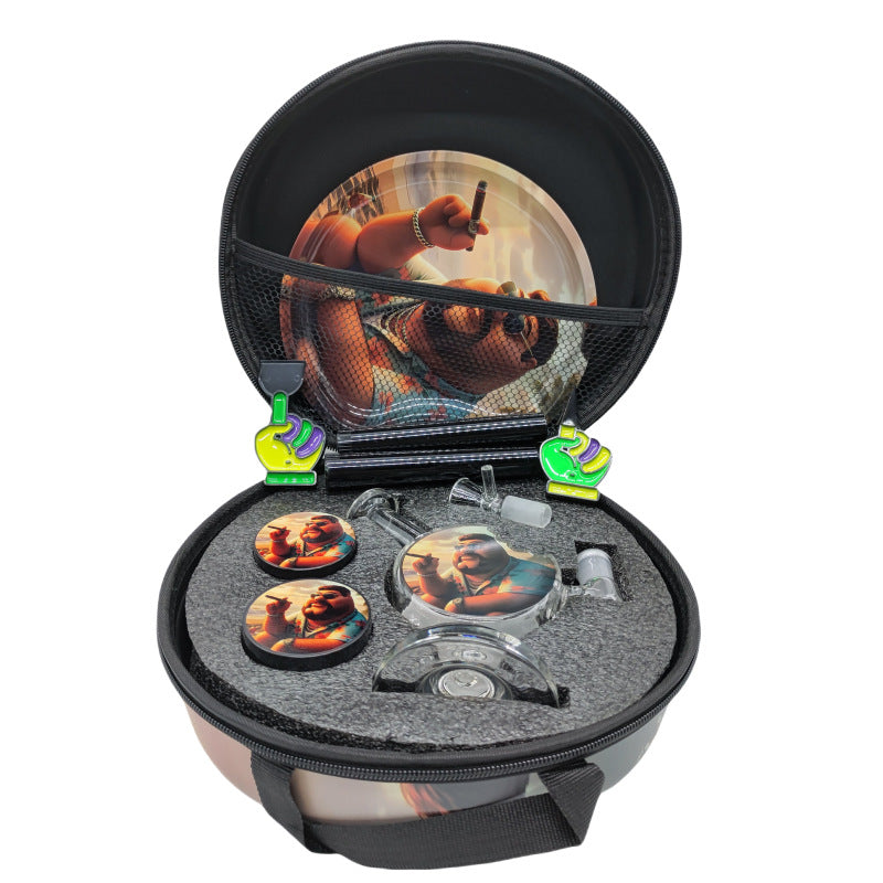 Portable Tobacco Kit Customized Logo Rolling Tray Herb Jar Grinder Smoking Accessories Herb Round Bag Set