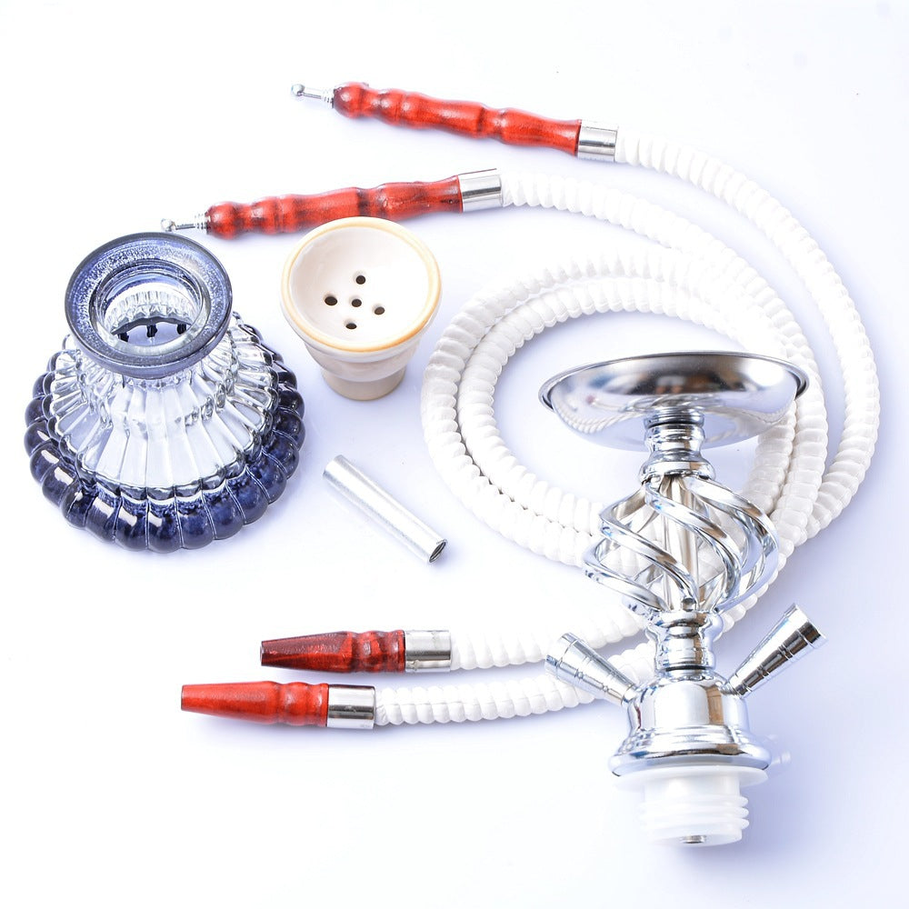 Aluminium Alloy Sheesha Glass Hookah 2 Hose Hookah