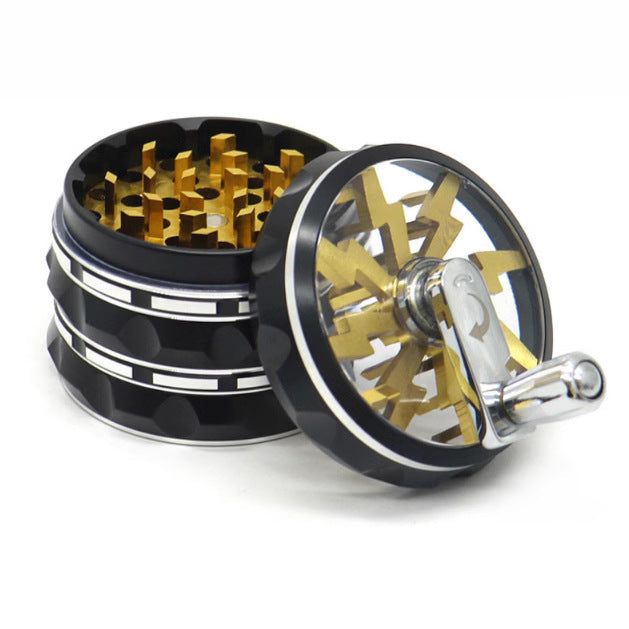 New 63mm 2.5 Inch 4 Part Herb Grinder Hand-Operated With Lightning Tooth Rocking Bar Metal and Zinc for Tobacco Herb Grinding