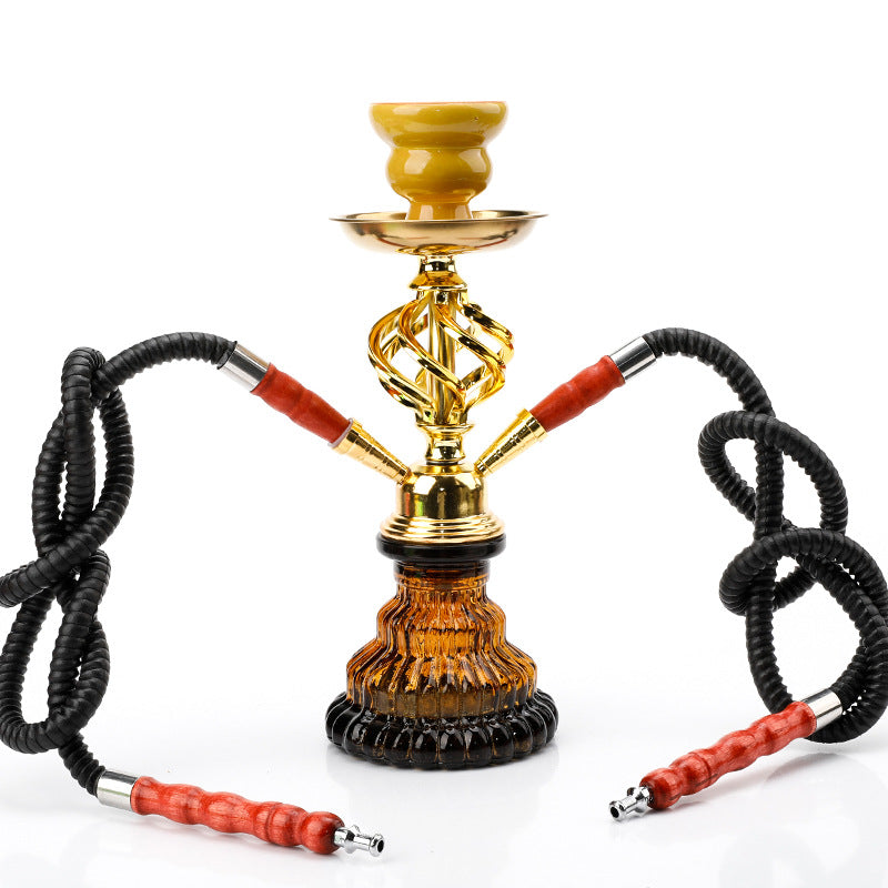 Aluminium Alloy Sheesha Glass Hookah 2 Hose Hookah