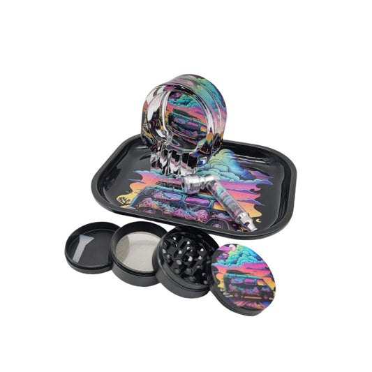 Smoking Set 4 in 1 With Metal Rolling Tray Grinder Ashtray Smoking Kits