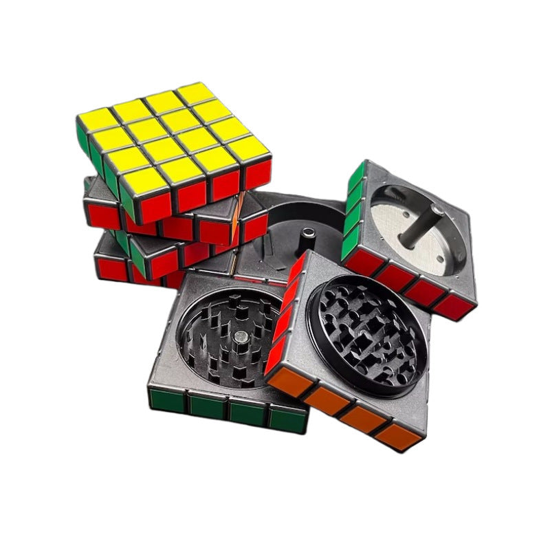 Creative Unique Design 58mm 4 Layers Magic Cube Herb Grinder Custom Logo Tobacco Grinder Smoke Shop Retail