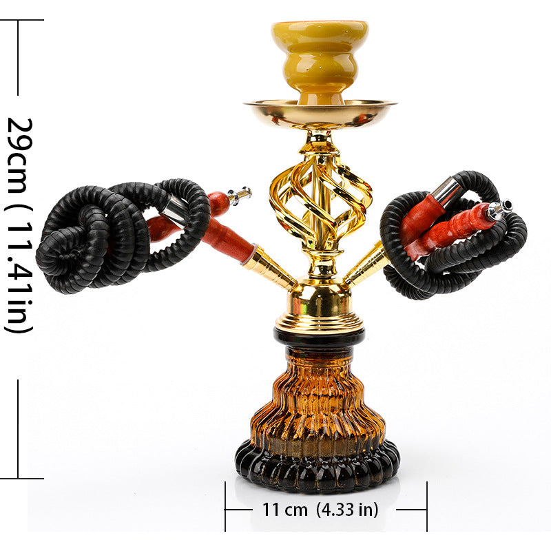 Aluminium Alloy Sheesha Glass Hookah 2 Hose Hookah