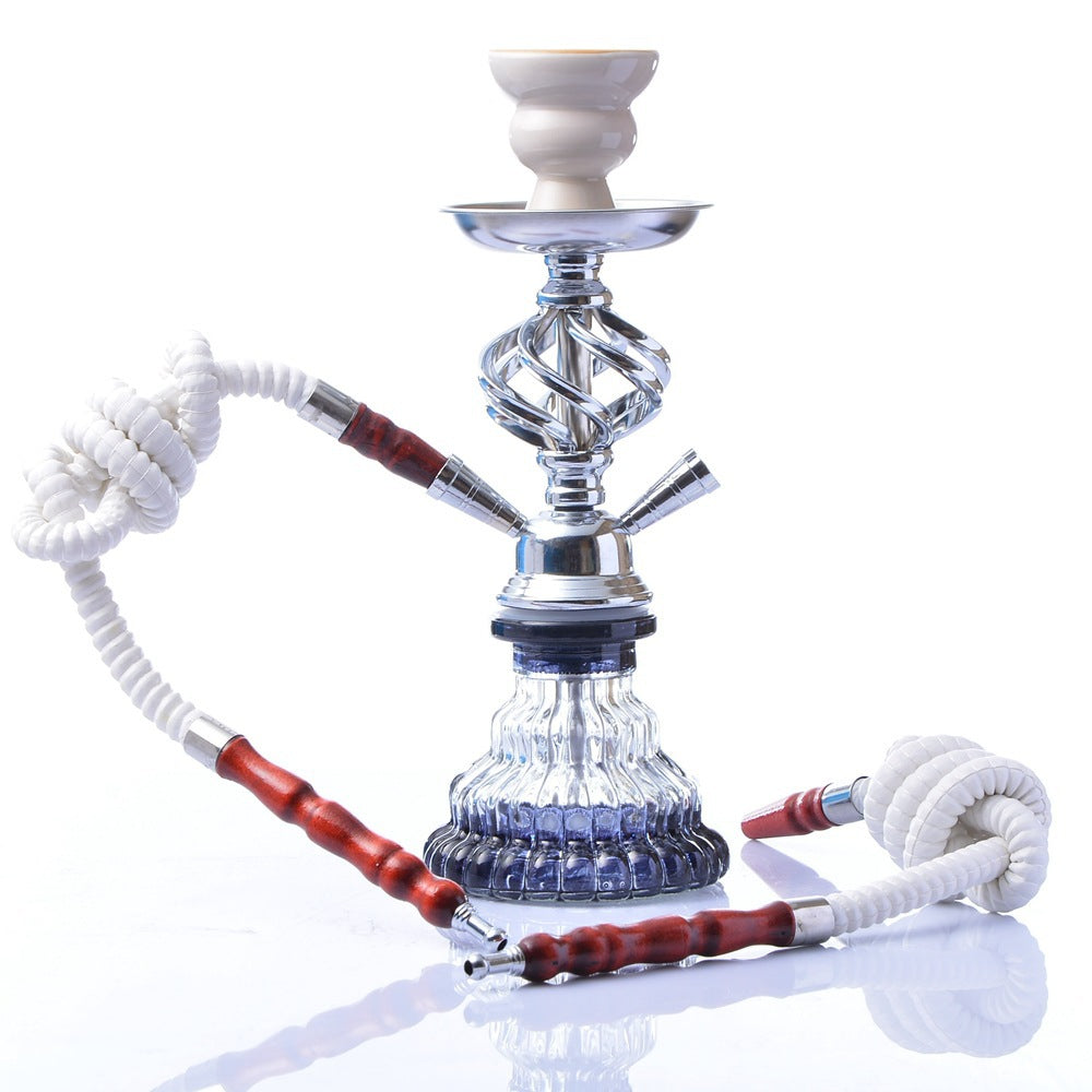 Aluminium Alloy Sheesha Glass Hookah 2 Hose Hookah