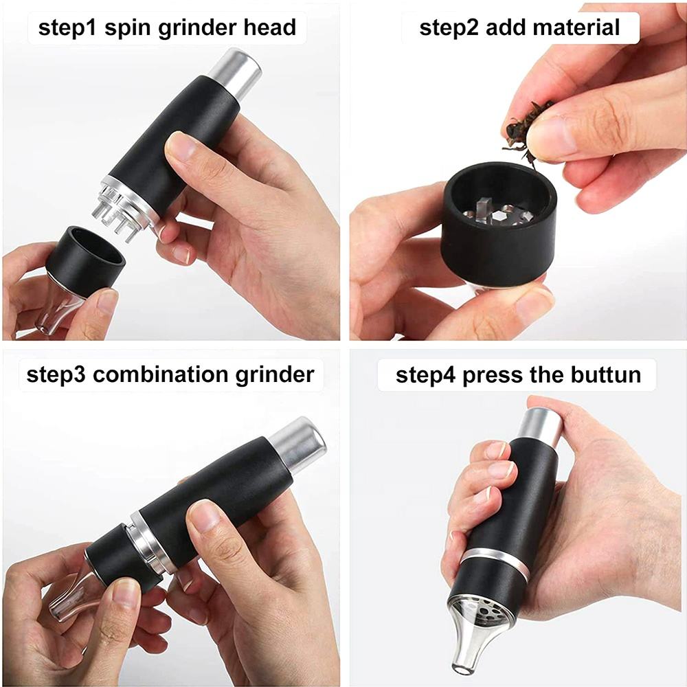 Manual Press Pen Smoke Grinders Detachable Cleaning Single Hand Flower Tobacco Grinder Supply