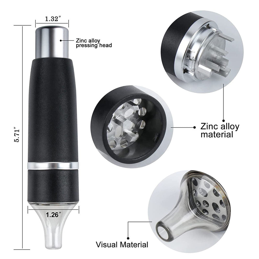 Manual Press Pen Smoke Grinders Detachable Cleaning Single Hand Flower Tobacco Grinder Supply