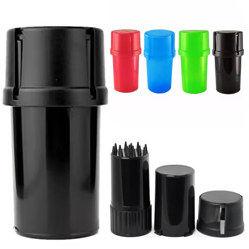 44mm Plastic Smoke Grinder Custom Med Tainer Herb Grinder with Storage Container Airtight Smell Proof Crusher