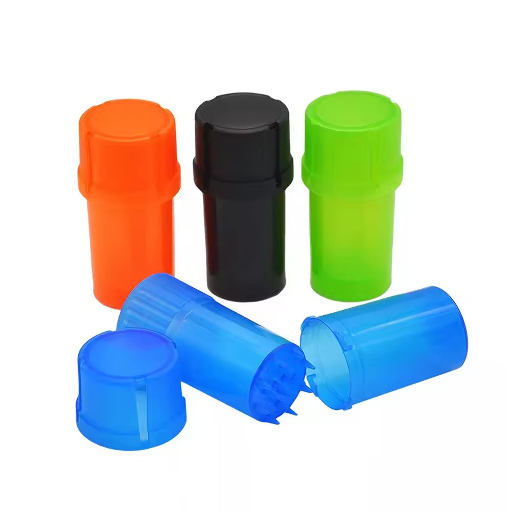 44mm Plastic Smoke Grinder Custom Med Tainer Herb Grinder with Storage Container Airtight Smell Proof Crusher