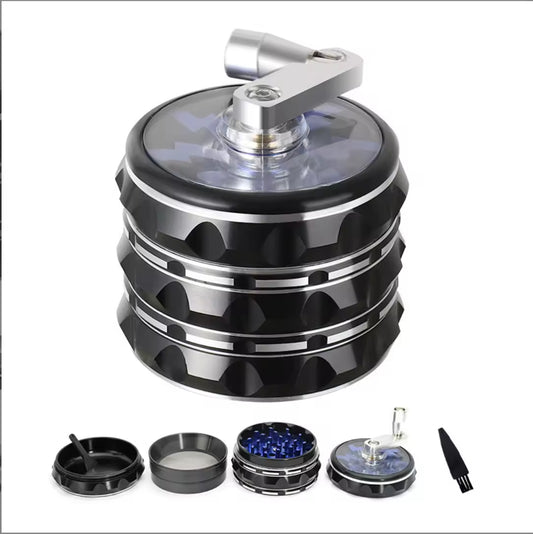 New 63mm 2.5 Inch 4 Part Herb Grinder Hand-Operated With Lightning Tooth Rocking Bar Metal and Zinc for Tobacco Herb Grinding