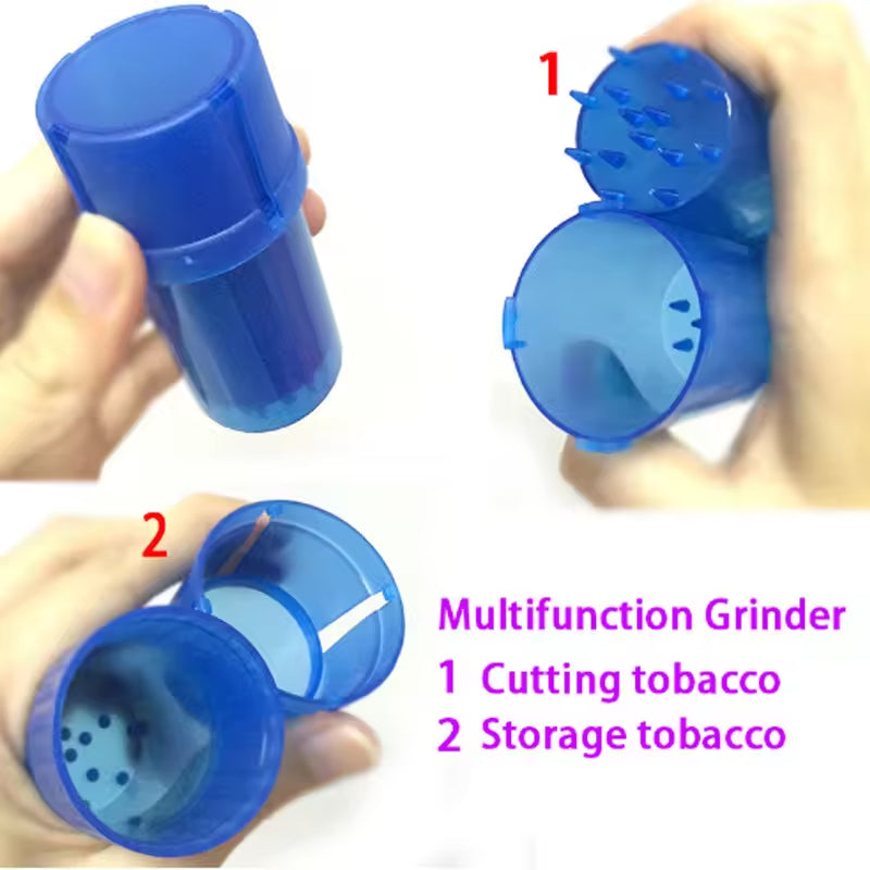 44mm Plastic Smoke Grinder Custom Med Tainer Herb Grinder with Storage Container Airtight Smell Proof Crusher