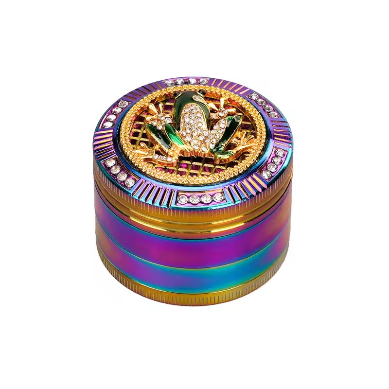 Colored Zinc Alloy Four Layer Metal Smoke Grinder Grinder Insect Inlaid Diamond Grinder 52mm rainbow