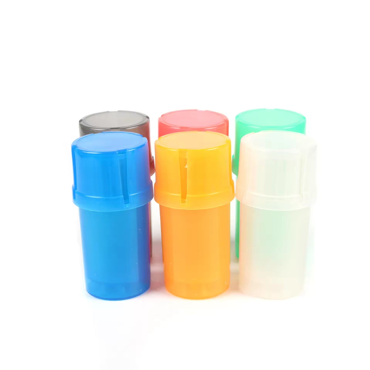 44mm Plastic Smoke Grinder Custom Med Tainer Herb Grinder with Storage Container Airtight Smell Proof Crusher