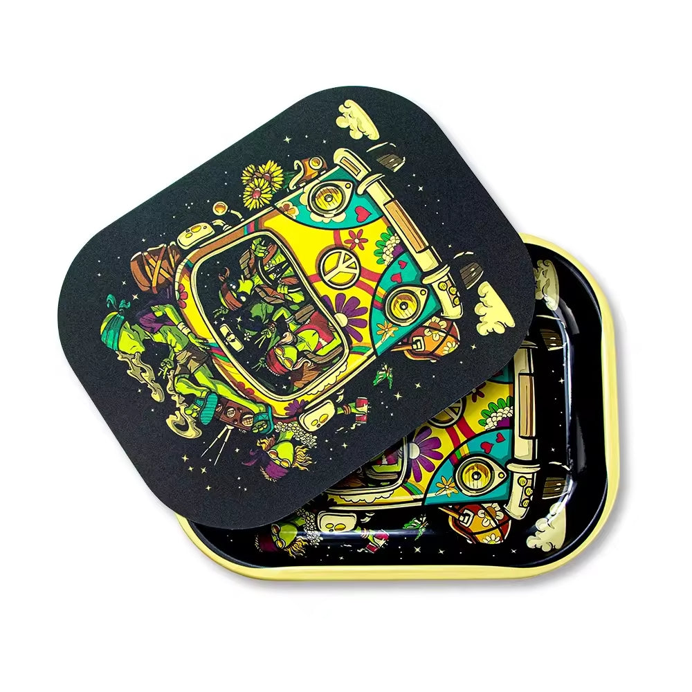 18*14cm Rolling Tray Cute Blank Sublimation Metal Cigarette Rolling Trays with Magnetic Lid